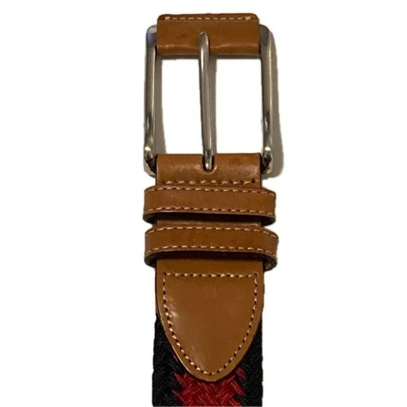 Trafalgar Blue & Red Striped Woven Braided Belt Size 38